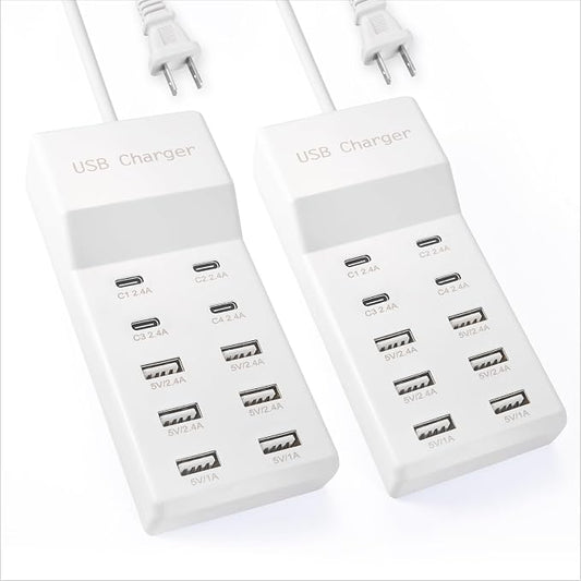 USB Charging Station with 6 USB-A & 4 USB-C Ports, 50W 10A USB Charger Block by SIWMER