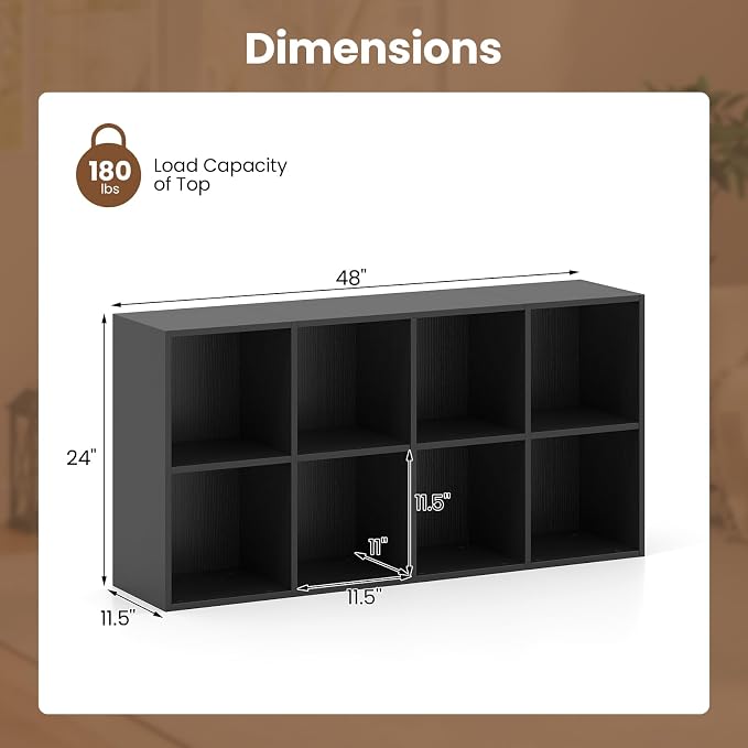 Giantex 8-Cube Bookcase, 3-Tier Cubby Bookshelf, Horizontal Vertical Display - Image 3