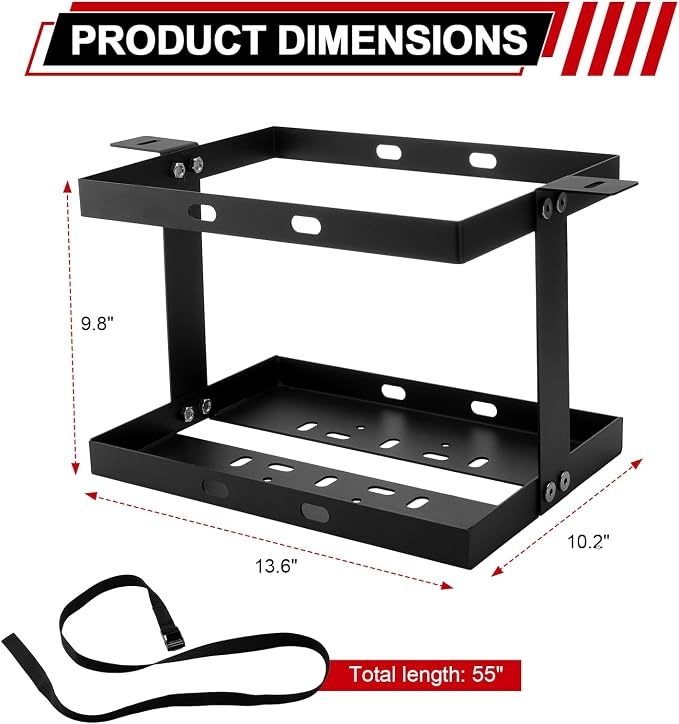 5 Gallon Gas Can Holder with Securing Strap, Cold-forged Steel Fuel Tank - Image 2