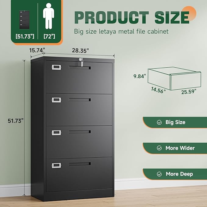 Letaya 4 Drawer File Cabinets - Image 3