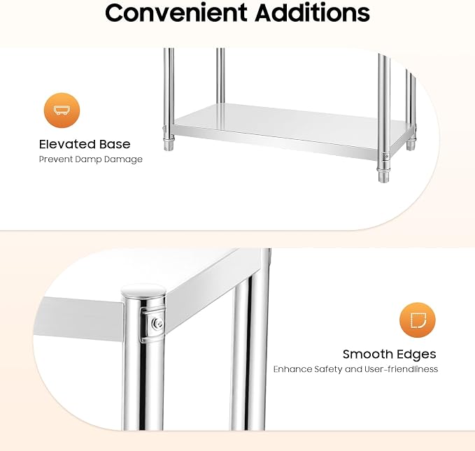 3 Tier Stainless Steel Shelves Heavy Duty Storage Rack Adjustable Kitchen - Image 6
