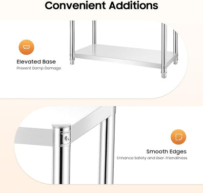 Metal Work Table, 3 Tier Kitchen Storage Rack, Stainless Steel Shelving Unit - Image 6