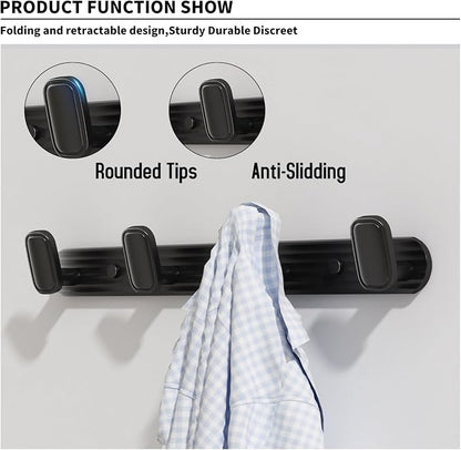 Coat Rack Wall Mount Black, 4 Hooks Rack Metal Coat Hanger Wall - Image 4