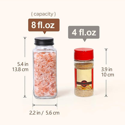 ComSaf Glass Spice Jars with with Labels 8 oz 6 Pack Square | Empty Containers - Image 5