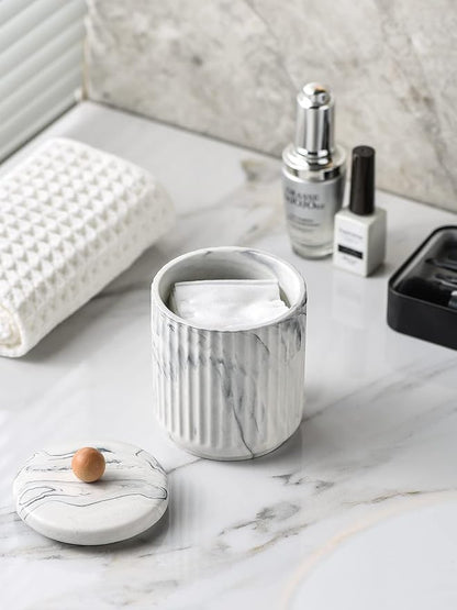 Bathroom Canister with Lid Qtip Holder Dispenser Jar Storage Organizer - Image 2