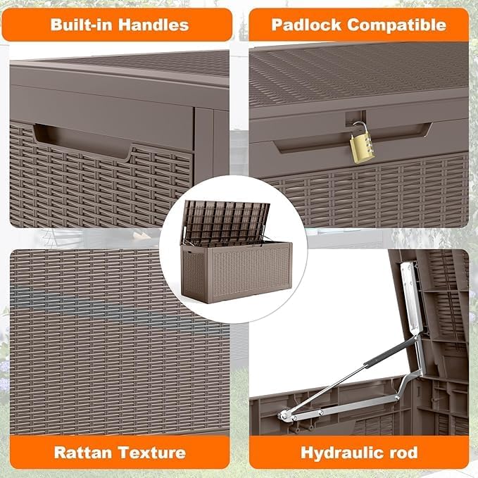 100 Gallon Deck Box, Resin Outdoor Storage Box - Image 3