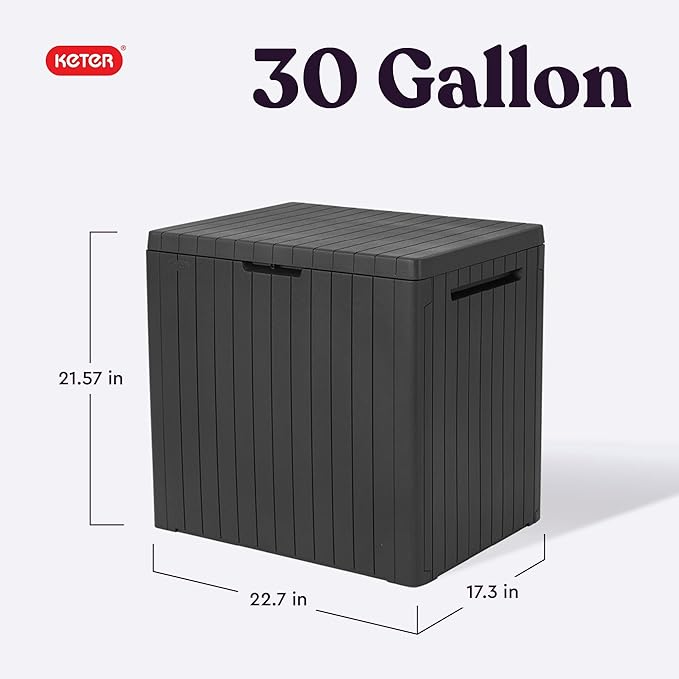 Keter City 30 Gallon Resin Outdoor Storage Box and Patio Furniture Side Table - Image 2