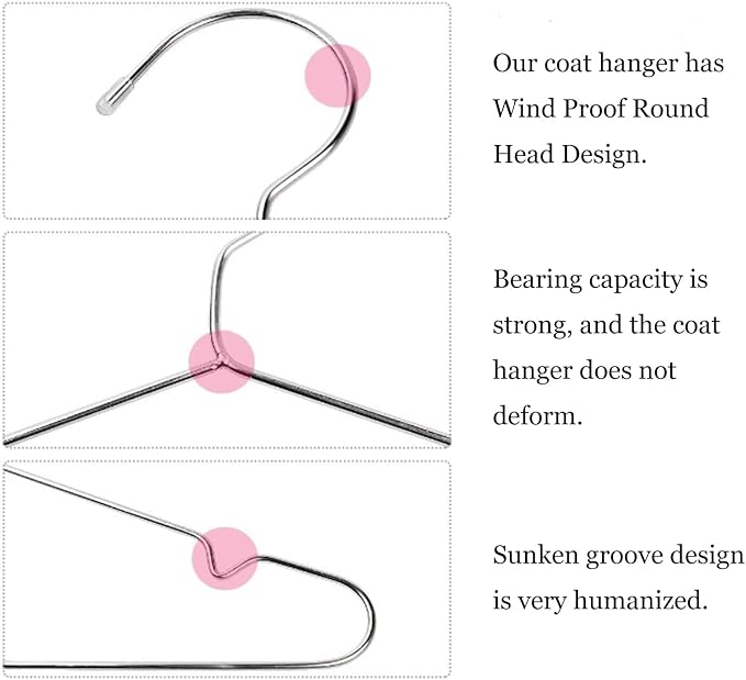 10 Pack Stainless Steel 15.75 Inches Clothes Hangers - Image 4