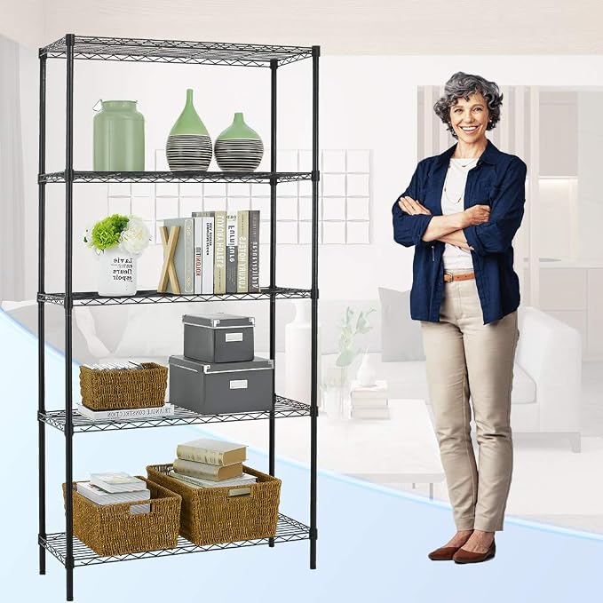 BestOffice 14Dx36Wx72H 5-Shelf Adjustable Storage Shelves Wire Shelving Unit - Image 4