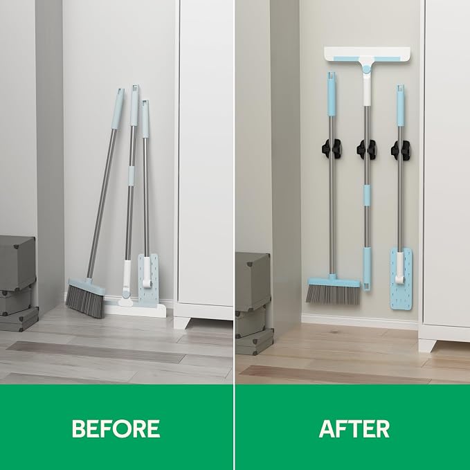 reliahom 10 Pack Broom Holder Wall Mount Mop Grippers No Drilling Self Adhesive - Image 7