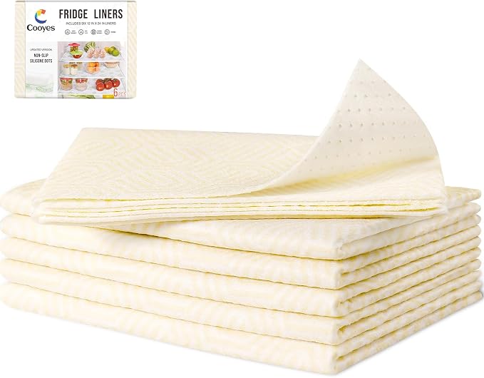 Cooyes 2 in 1 Refrigerator Liners, 6 Pack, 12“ × 24”， Fridge Drawer & Shelf by Cooyes
