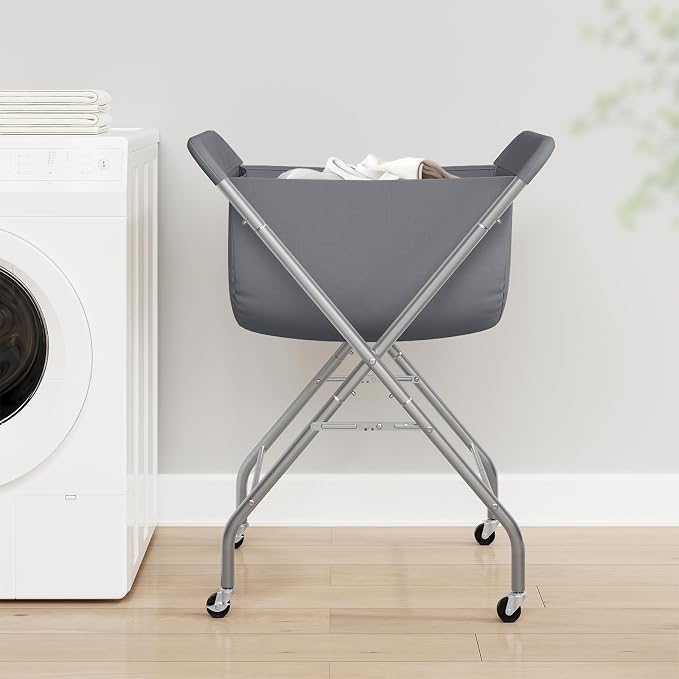 ELYKEN Laundry Cart with Wheels, 33”H Easy Rolling Laundry Hamper with - Image 2