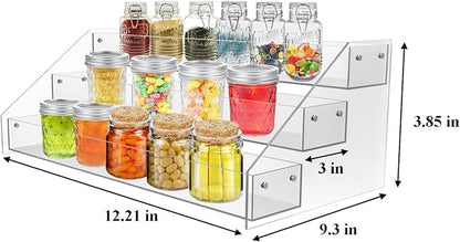 WUIVIUT Spice Rack Organizer For Cabinet, 3 in/Tier Acrylic Tiered Spice Shelf - Image 3