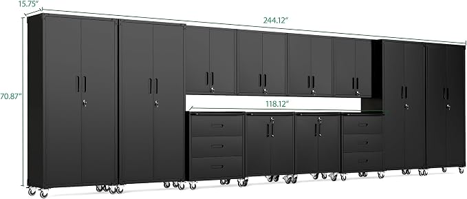 12-Piece Heavy Duty Steel Garage Cabinet System | All-in-One Modular Garage - Image 2