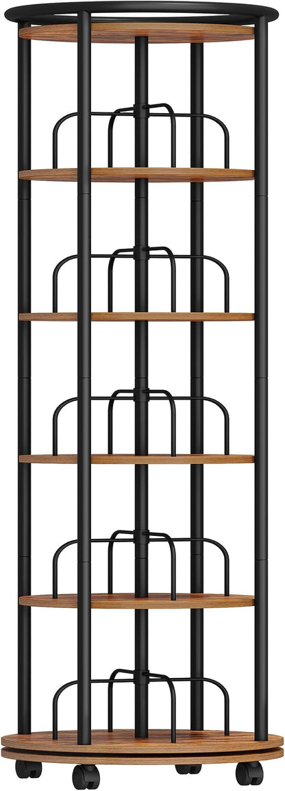 Hzuaneri Rotating Bookshelf, 360° Spinning Bookshelf Tower, Round Book Shelf | - Image 8