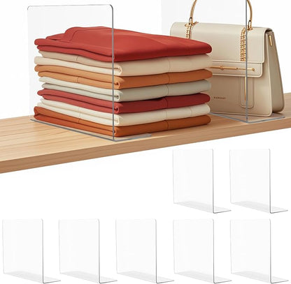 Acrylic Shelf Dividers for Closet Organization: 10" Tall x 12" Deep Closet by Lebouri