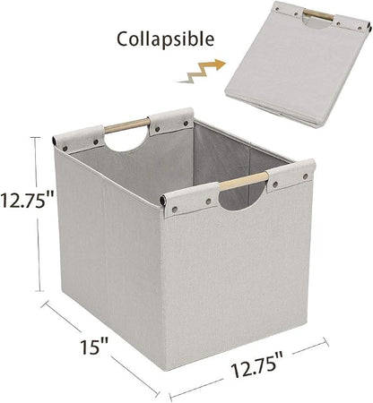 HOONEX Large Foldable Storage Bins, Linen Fabric, 2 Pack, - Image 5