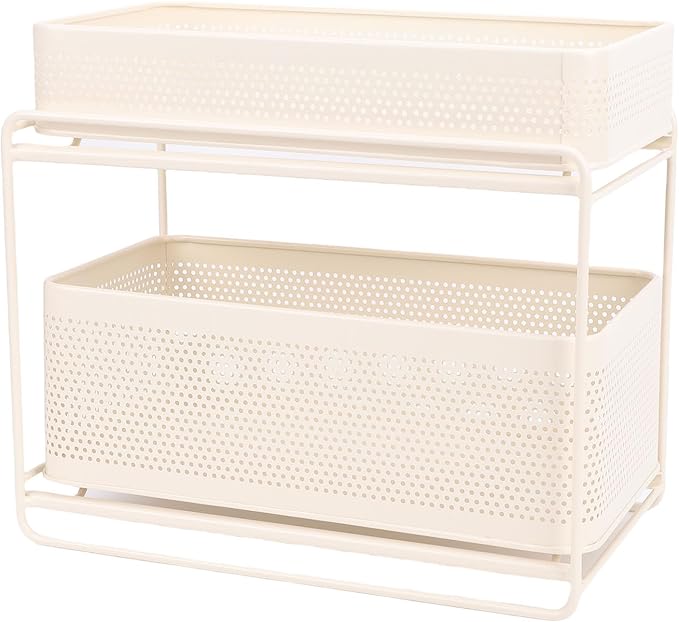 Slide Out Under Sink Organizer, 2 Tier Steel Sink Shelf Cabinet Storage - Image 5