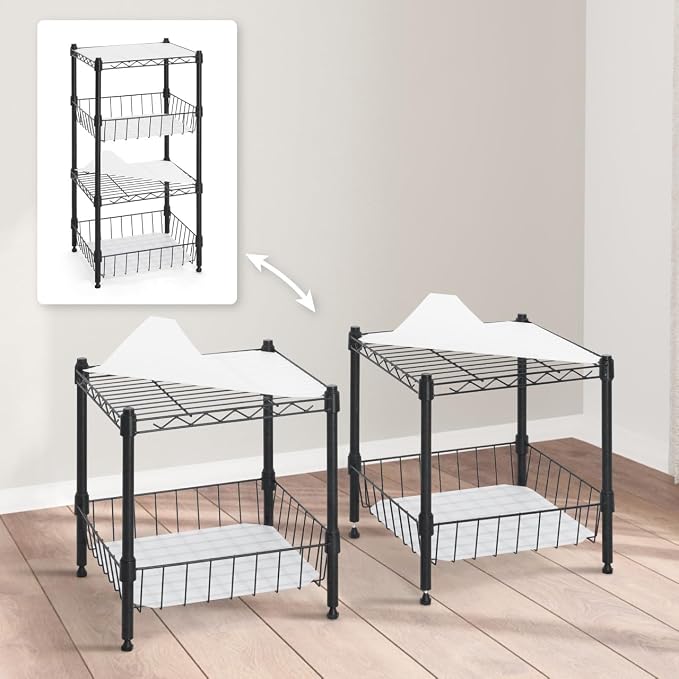 CAPHAUS NSF Wire Shelving Unit w/Baskets & Liner, Storage Rack Corner Shelves by CAPHAUS