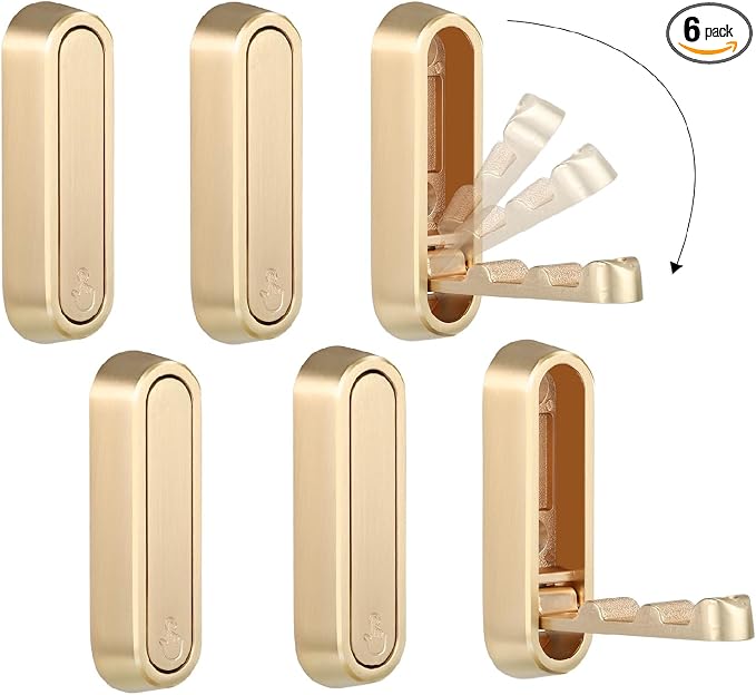 Folding Coat Hooks, 6 Pack, Wall Hook, Hanging Towels Clothes Bag | 90° by Dntorx