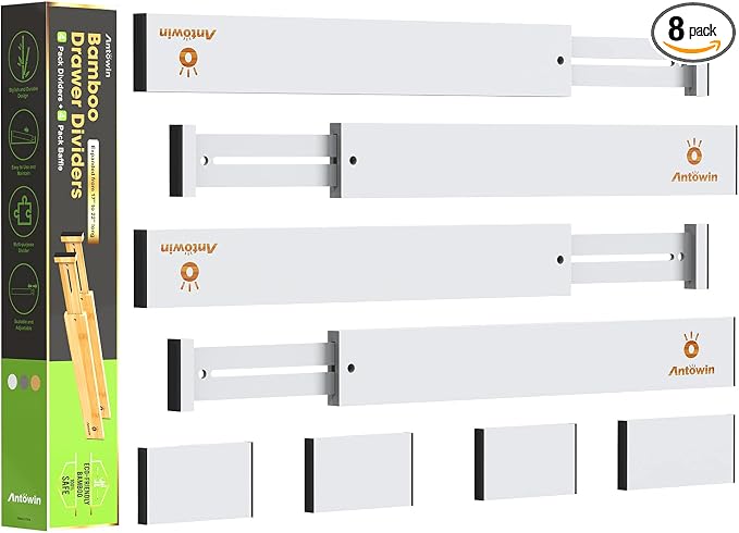 ANTOWIN Bamboo Drawer Dividers Organizers, Expandable Drawer Separators Splitter by ANTOWIN