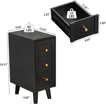 Small Nightstand Set of 2, Narrow Nightstand Slim Couch Side Table - Image 2