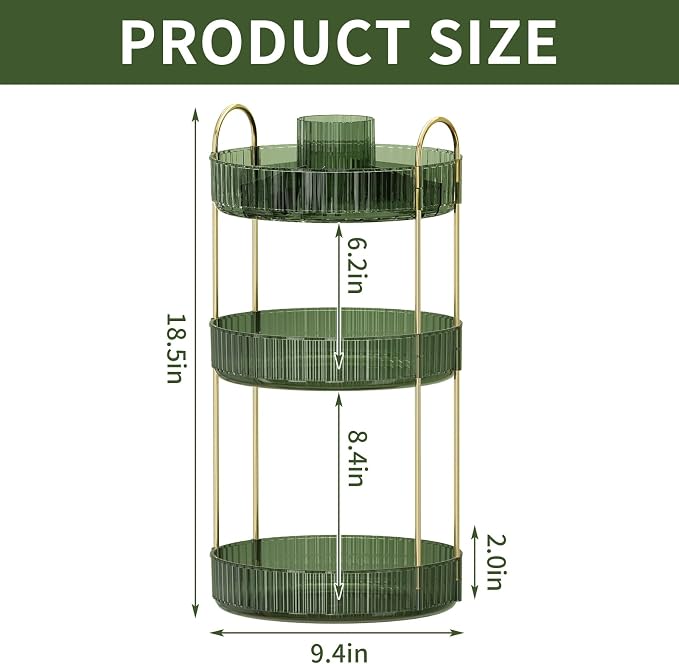 360° Rotating Makeup Organizer, Large-Capacity Skincare Make Up Storage 3 Tier - Image 6