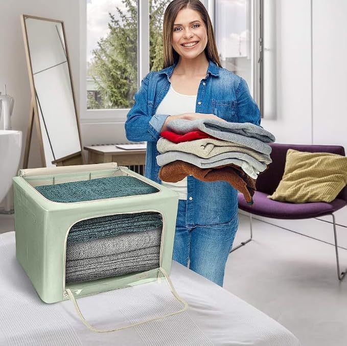Metal - Frame Foldable Storage Box - Stackable Fabric Organizer - Image 5