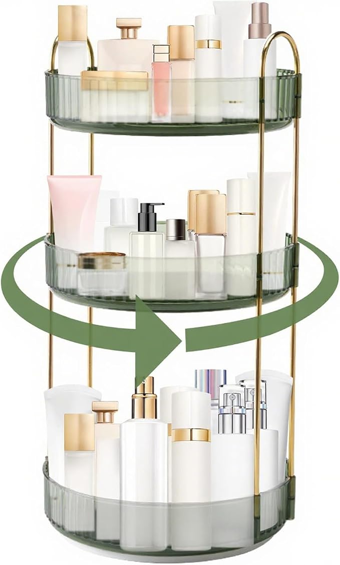 360° Rotating Makeup Organizer, Bathroom Make Up Spinning Holder Rack, Large - Image 2