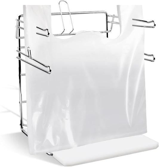 Bag Holder Stand for Plastic Bags – 15.7”Wx12.4”Dx12.4”H Metal Grocery Sack by RARELEMON