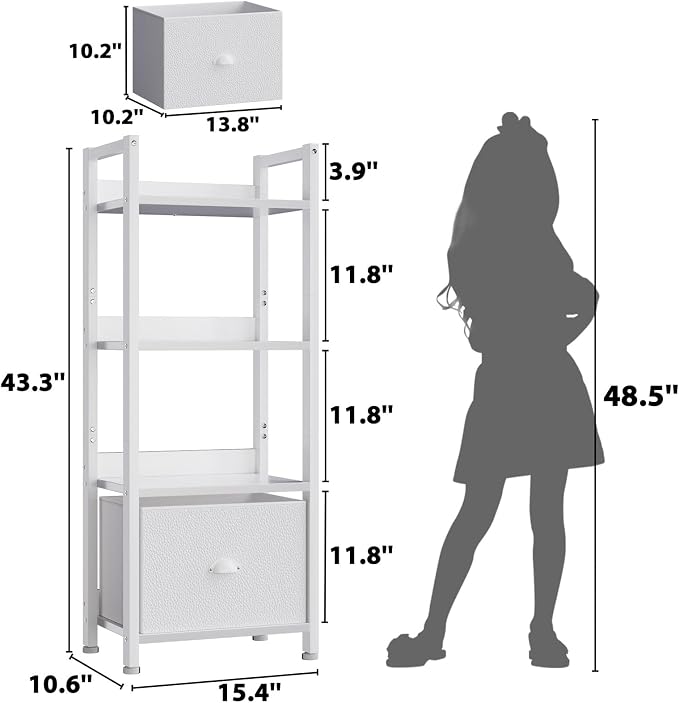 Furologee White 4 Tier Bookshelf - Image 3