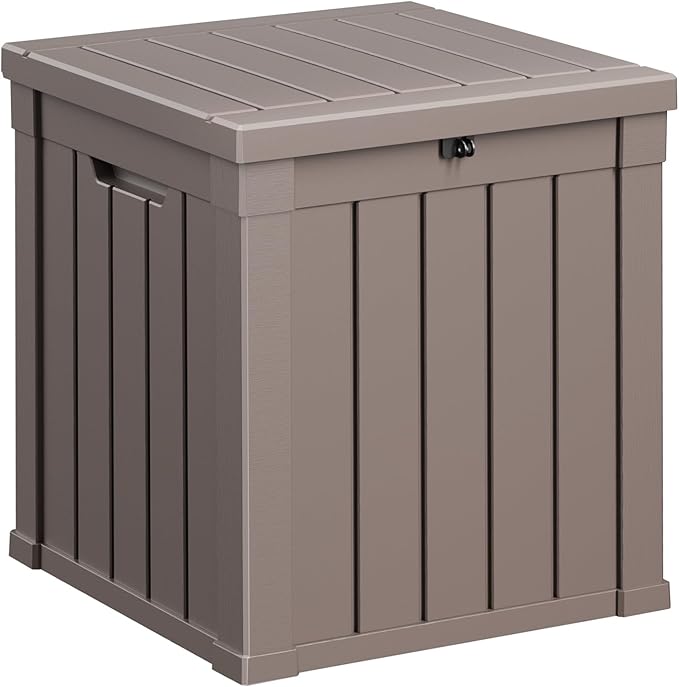 Vixzen 51 Gallon Deck Boxes Outdoor Waterproof, Lockable Resin Storage Box by Vixzen