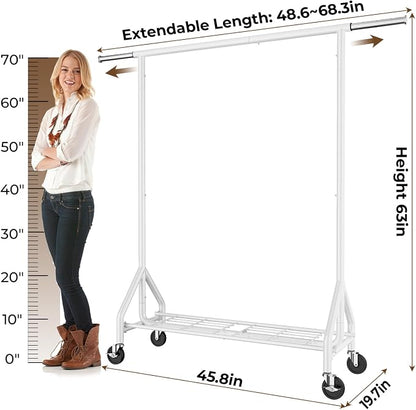 Heavy Duty Clothes Rack Load 450 LBS, Metal Garment Rack, Standing Rolling - Image 8