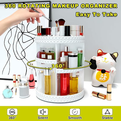360 Rotating Makeup Organizer, DIY Adjustable Makeup Carousel Spinning Holder - Image 2