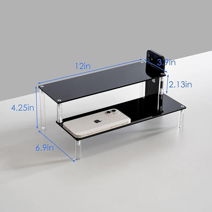 BYCY Acrylic Black 2-Tier Riser Display Shelf - Image 3