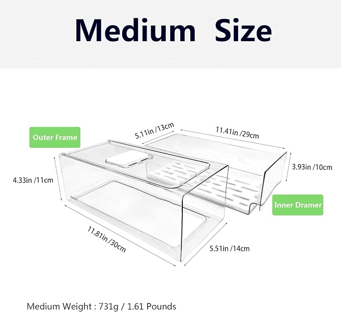 Refrigerator Organizers and Storage Drawer, Stackable Fruit Storage Containers - Image 2