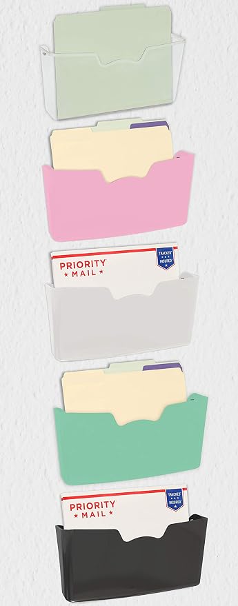 Simple Houseware Wall Mount Single Pocket Hanging File Holder, Wall File Holder - Image 3