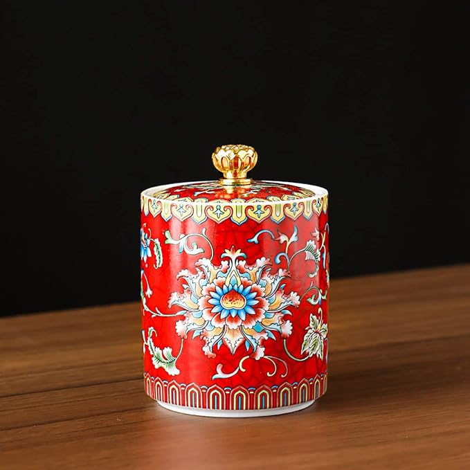Enamel Ceramic Tea Caddy Tea Canister Tea Storage Container Tins Jar - Image 3