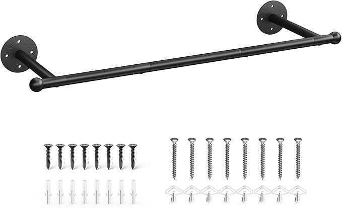 OROPY 33" Industrial Pipe Clothing Rack, Wall Mounted Clothes Rack | Closet Rods - Image 9