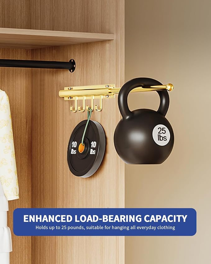 BaiNong Valet Rod for Closets Pull Out 12" Gold - Image 8