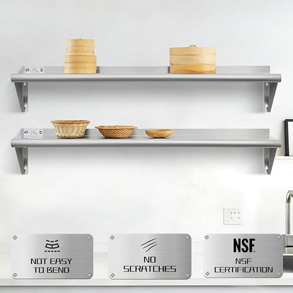 Hally Stainless Steel Shelf Wall Mounted Metal Shelf Wall Shelf 10 x 48 NSF - Image 4