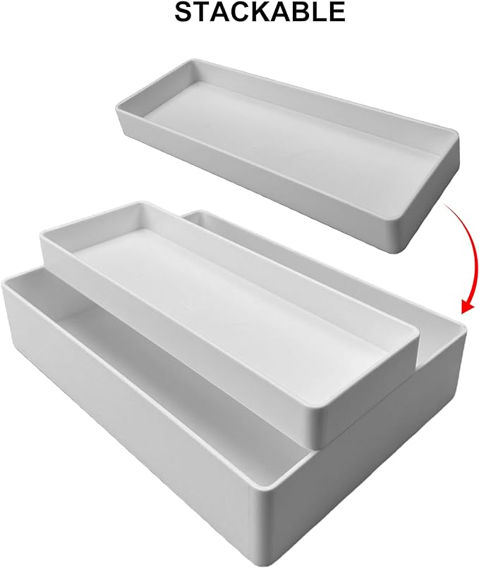 Amazon Basics Rectangular Plastic Desk Organizer, Half Accessory Tray - Image 3