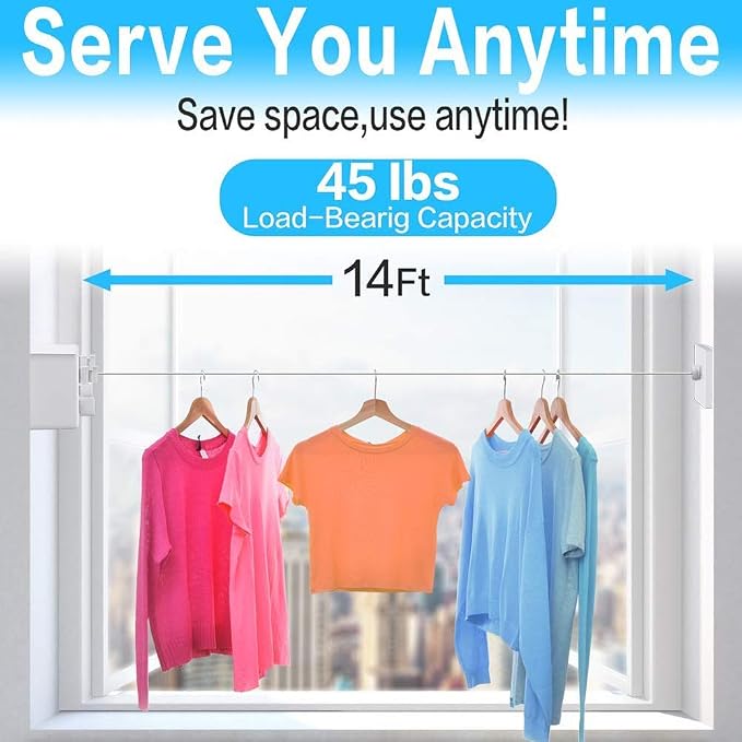 JOOM Retractable Clothesline Indoor Double Clothes Lines retracting | Heavy Duty - Image 2