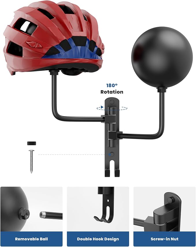 Helmet Hanger Wall Mount 180° Swivel Helmet Holder - Image 2