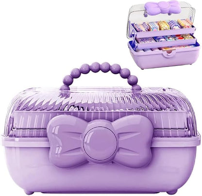 Bow Knot Hair Accessories Organizer Box Cute Dust Proof Childrens Jewelry by Gujuja