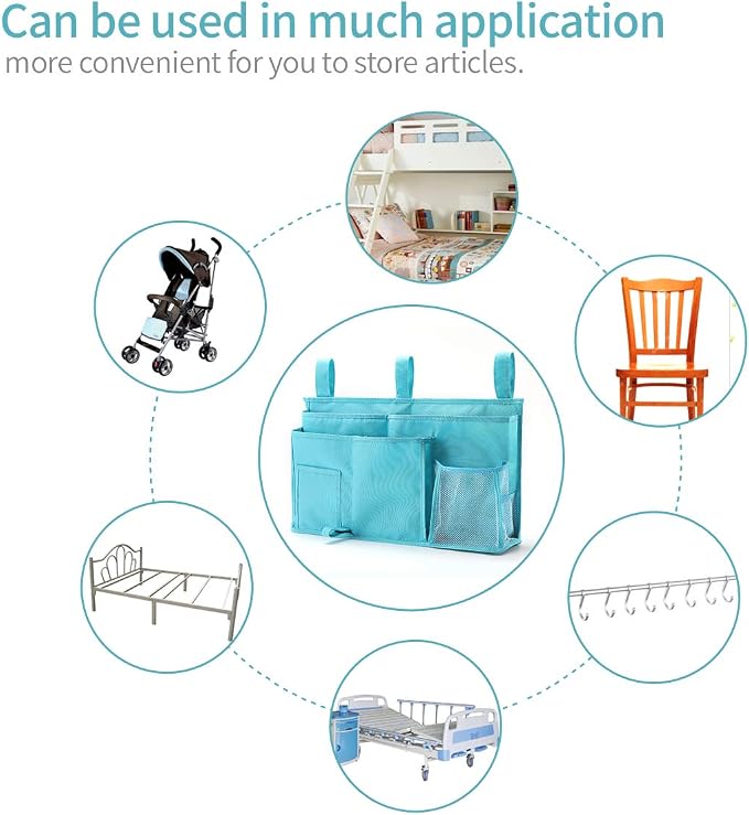 Bseash Bunk Bed Organizer, Bedside Caddy Hanging Bed Organizer Storage Bag 8 - Image 7