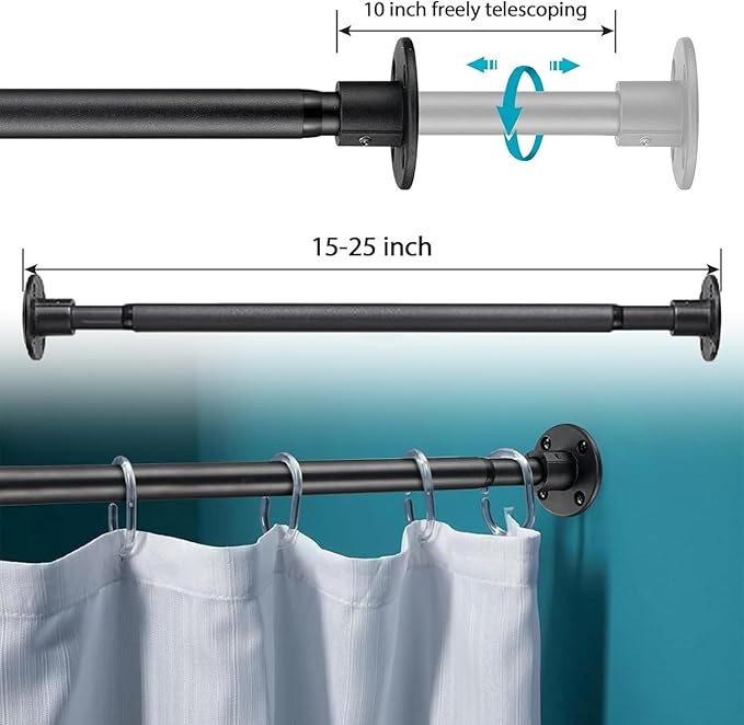 Closet Clothes Hanging Rod, 15-25 inch Adjustable Size, Screw Fixing Connection - Image 5