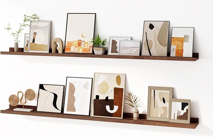Floating Picture Ledge Shelves for Wall Set of 2, 55 Inches Picture Shelf by FunMemories