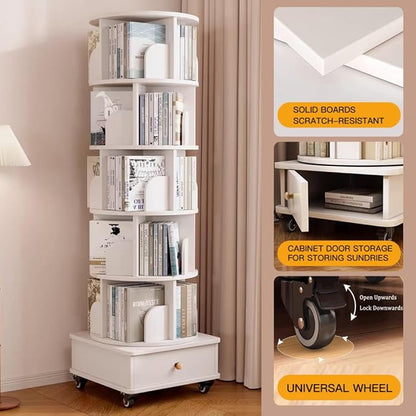 Rotating Bookshelf 5 Tier Bookcase - Image 3