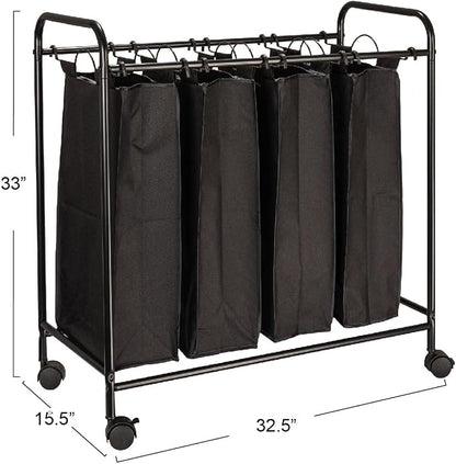 Household Essentials Rolling Laundry Sorter, 4 Bag Laundry Sorter Cart - Image 2